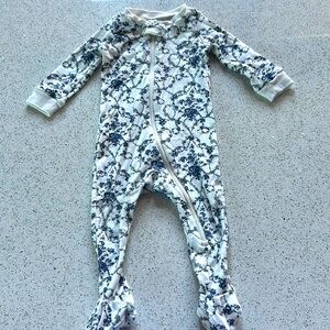 Janie and Jack white and blue floral footie 6-12 months